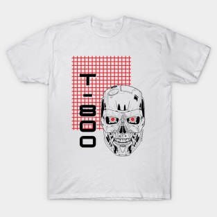 Terminator Skull - T-800 - Laser Grid Cyberpunk T-Shirt